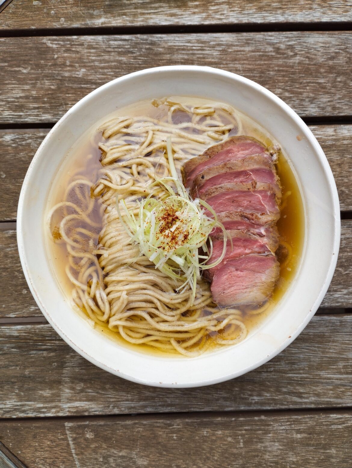 Duck shoyu double soup. Working on the noodle fold, not yet where I want it to be.