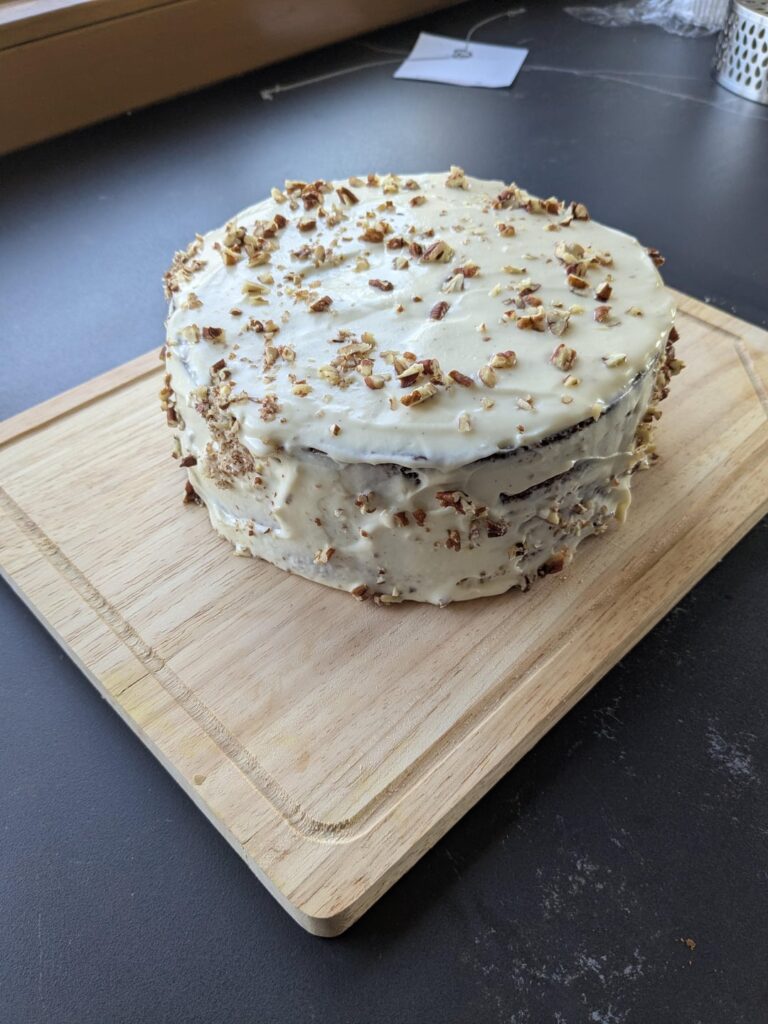 Made a carrot cake with cream cheese topping yesterday