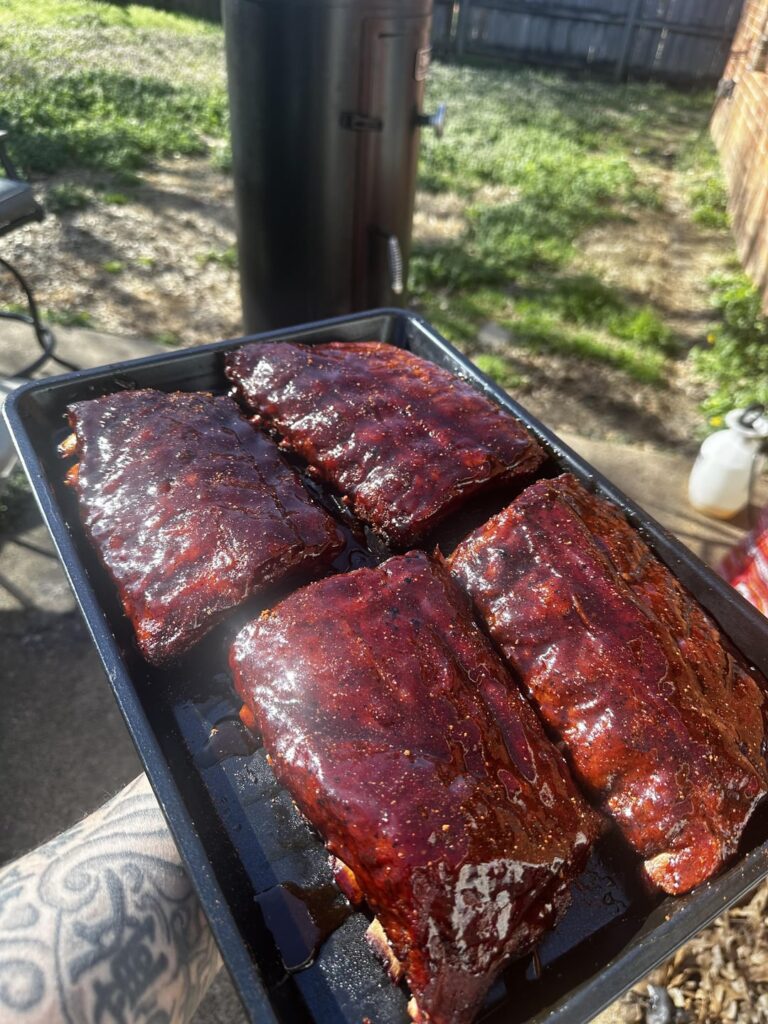 Nice day to light up the smoker and have some good ol Memphis ribs!