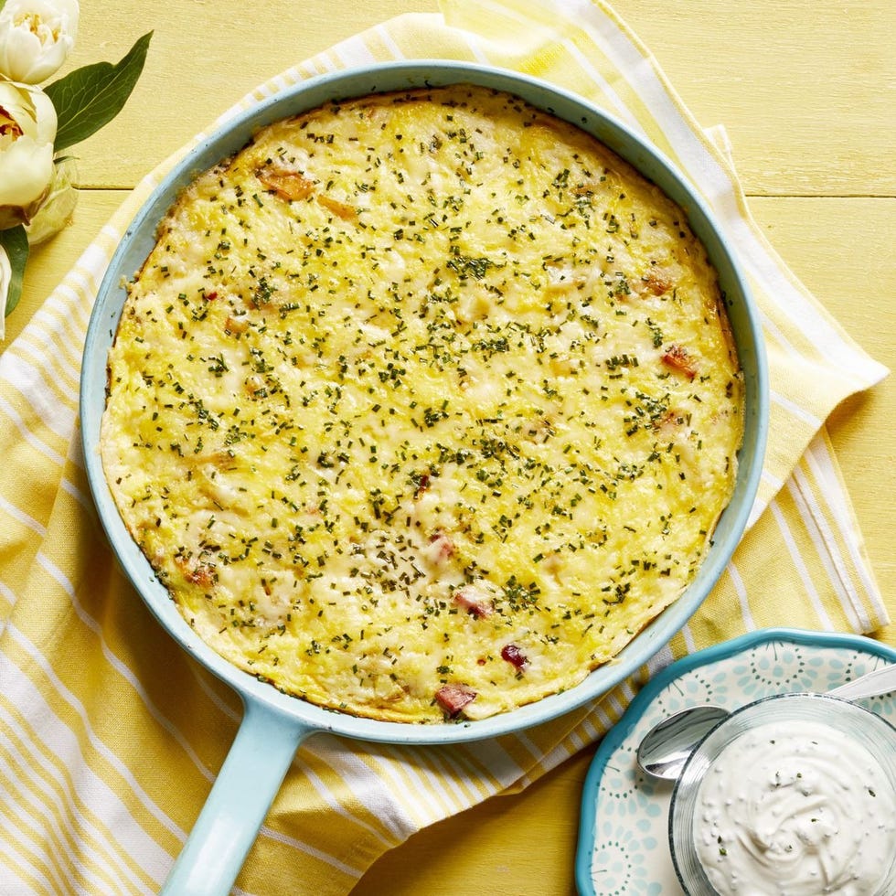 4th of july breakfast ham and cheese frittata