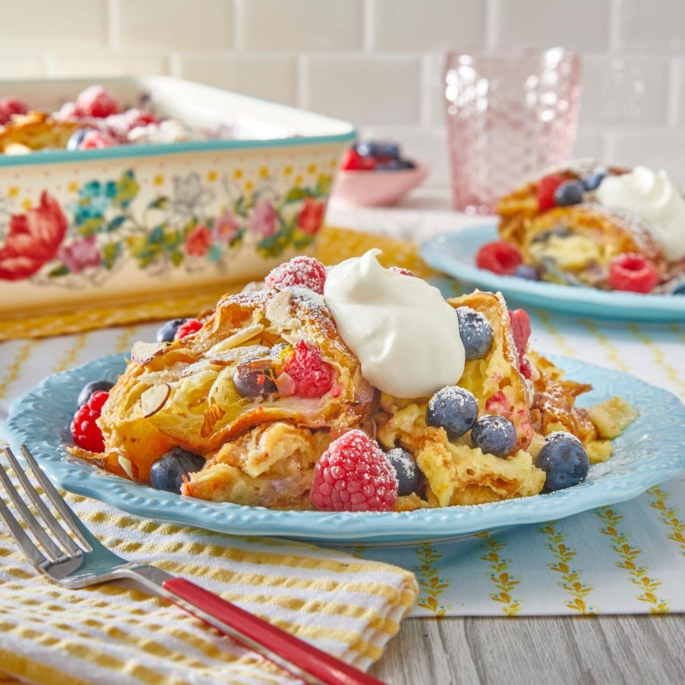 4th of july breakfast white chocolate croissant bread pudding