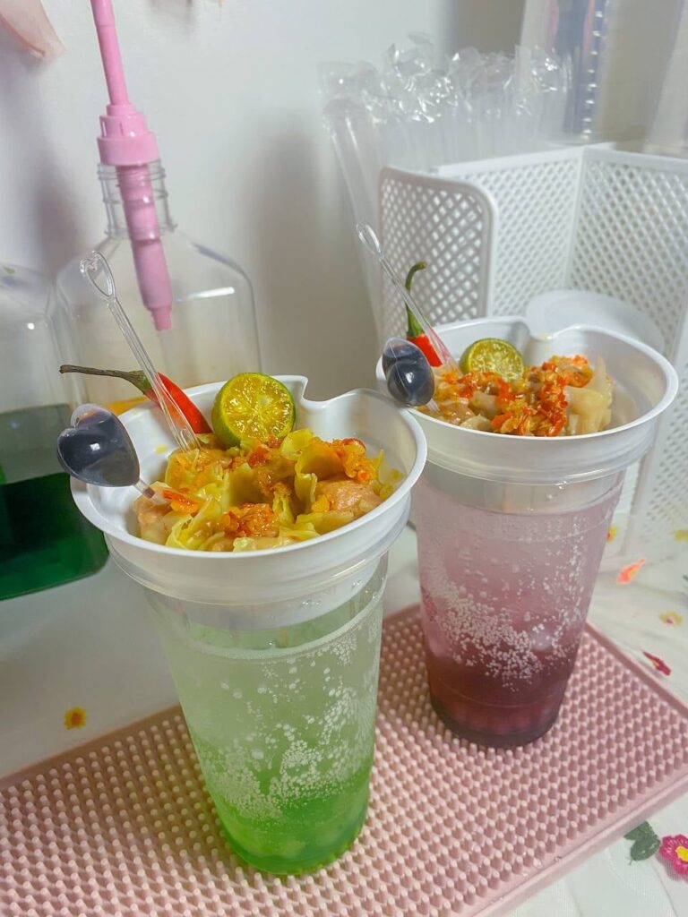 An affordable snack idea: zhuzh the fruit soda cup with a snack cup lid.