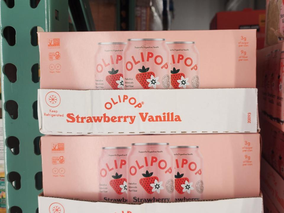 Strawberry-vanilla Olipop cases.