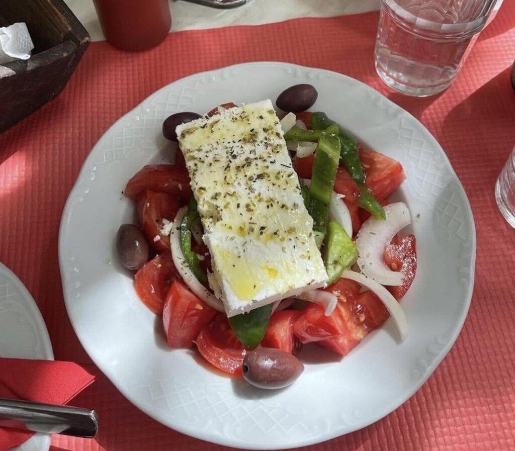 Horiatiki Salata (Village Salad) from a Taverna in Athens, Greece - I yearn for her everyday. Enjoy!