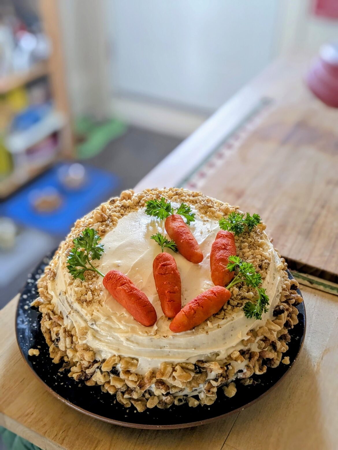 My husband requested a carrot cake for his birthday and I gave it my best shot :)
