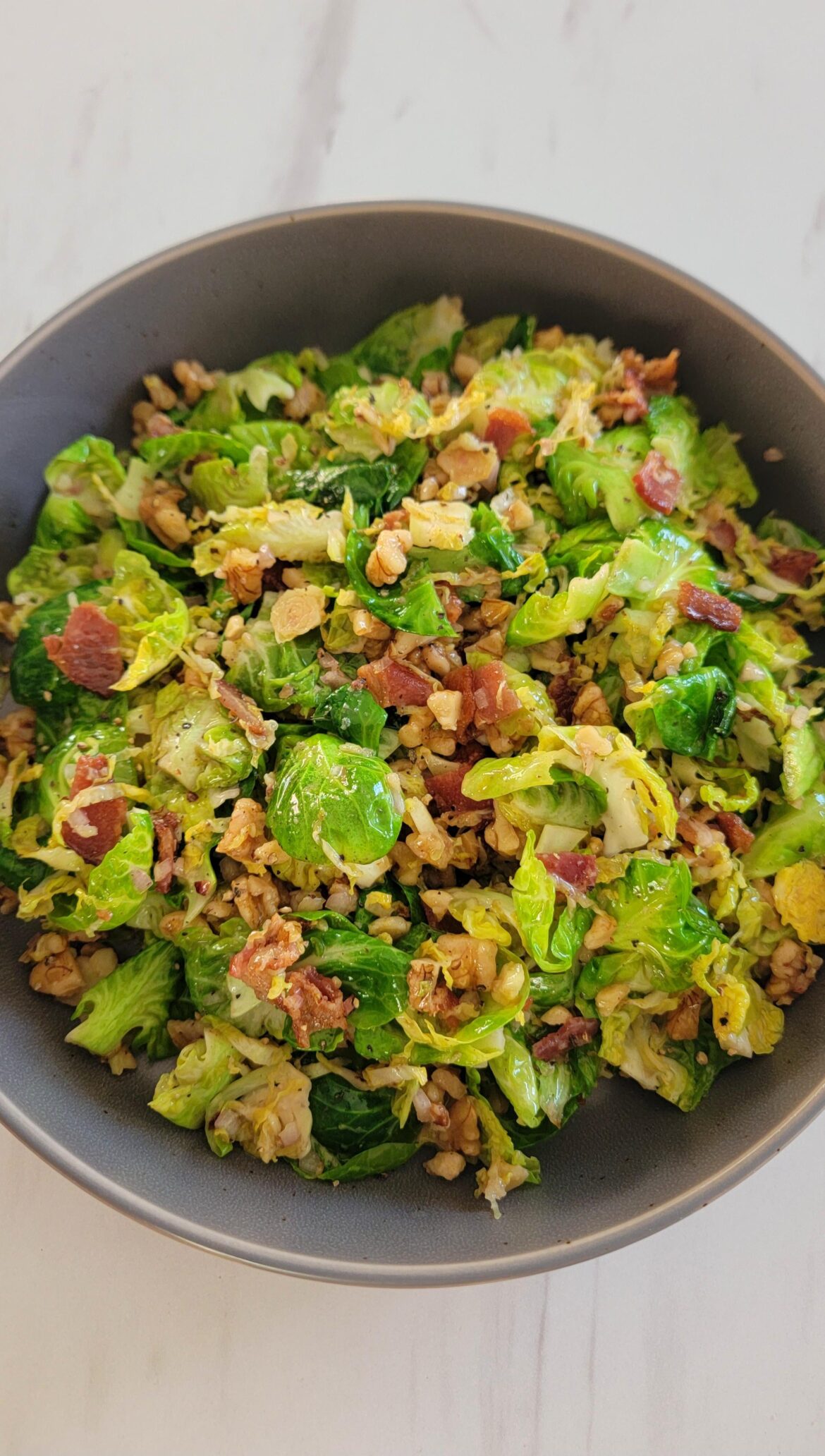 I Made Kenji's Warm Brussel Sprout Salad With Bacon and Hazelnut Vinegarette