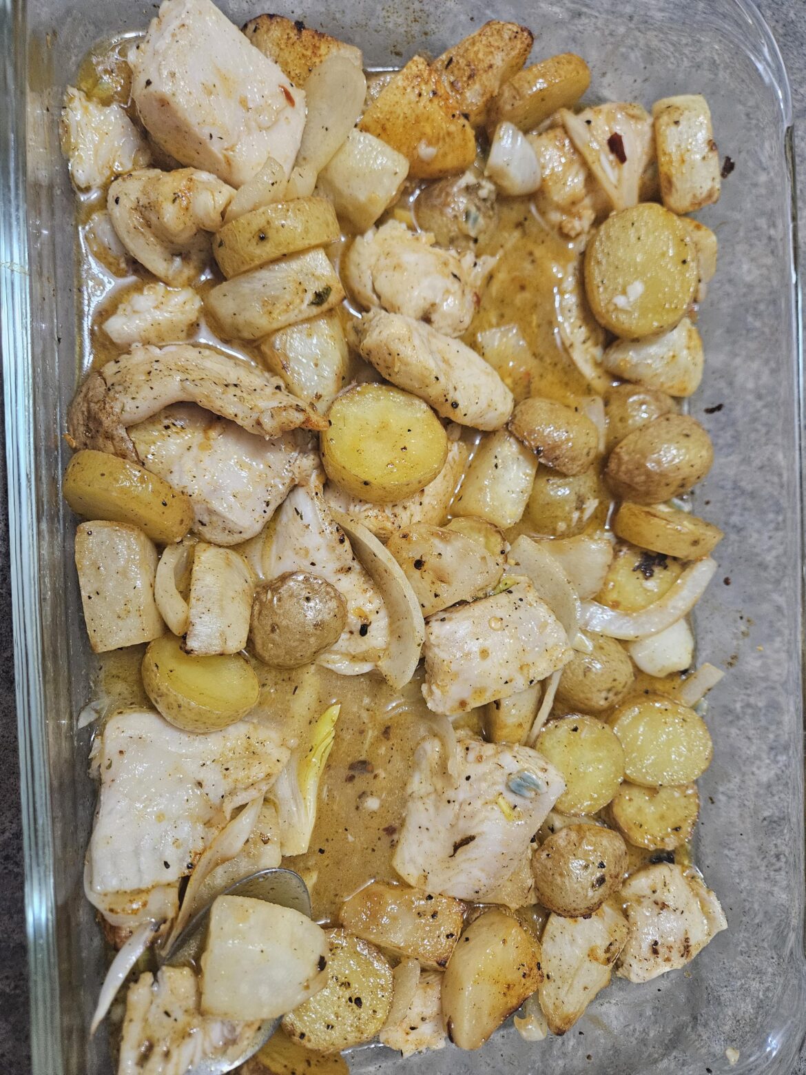 Garlic lemon fish and turnips