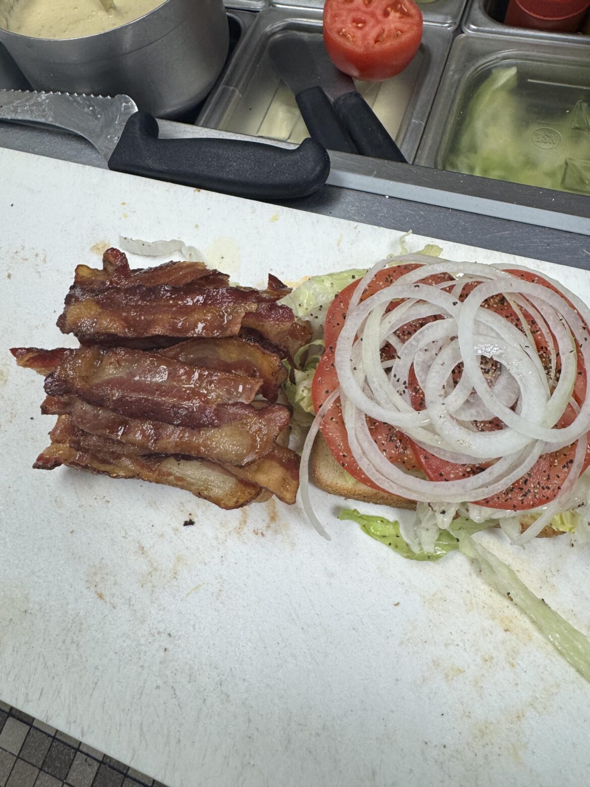 Simple, yet always delicious! BLT and onion, hittin’