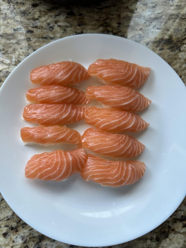 Homemade Salmon Nigiri from Costco Farmed salmon
