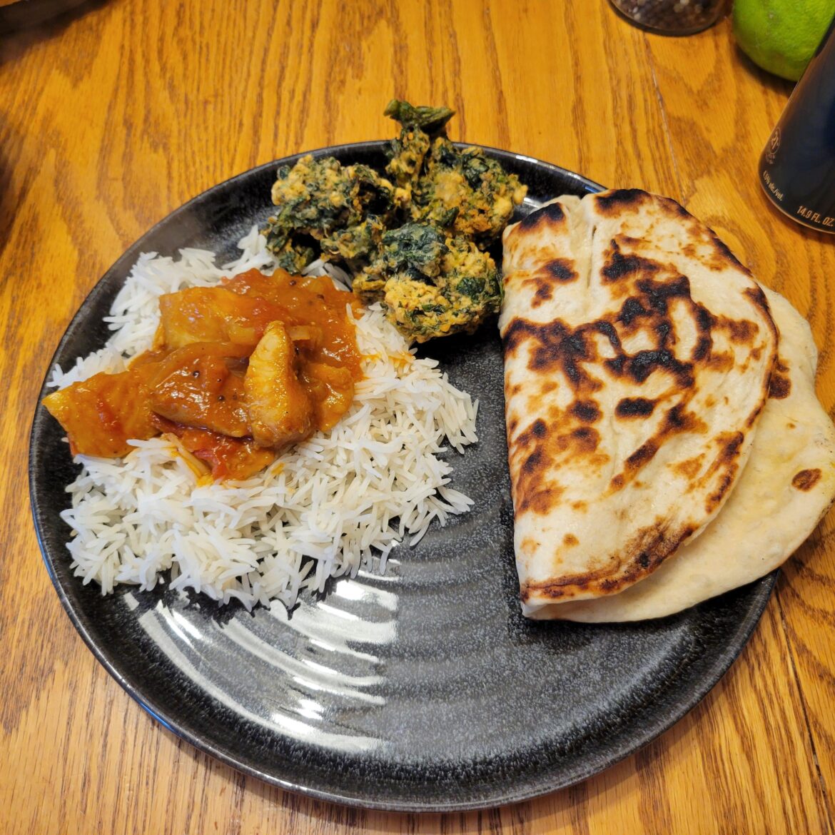 My son wanted a spicier curry than our usual viceroy. He got it, goan vish vindaloo.