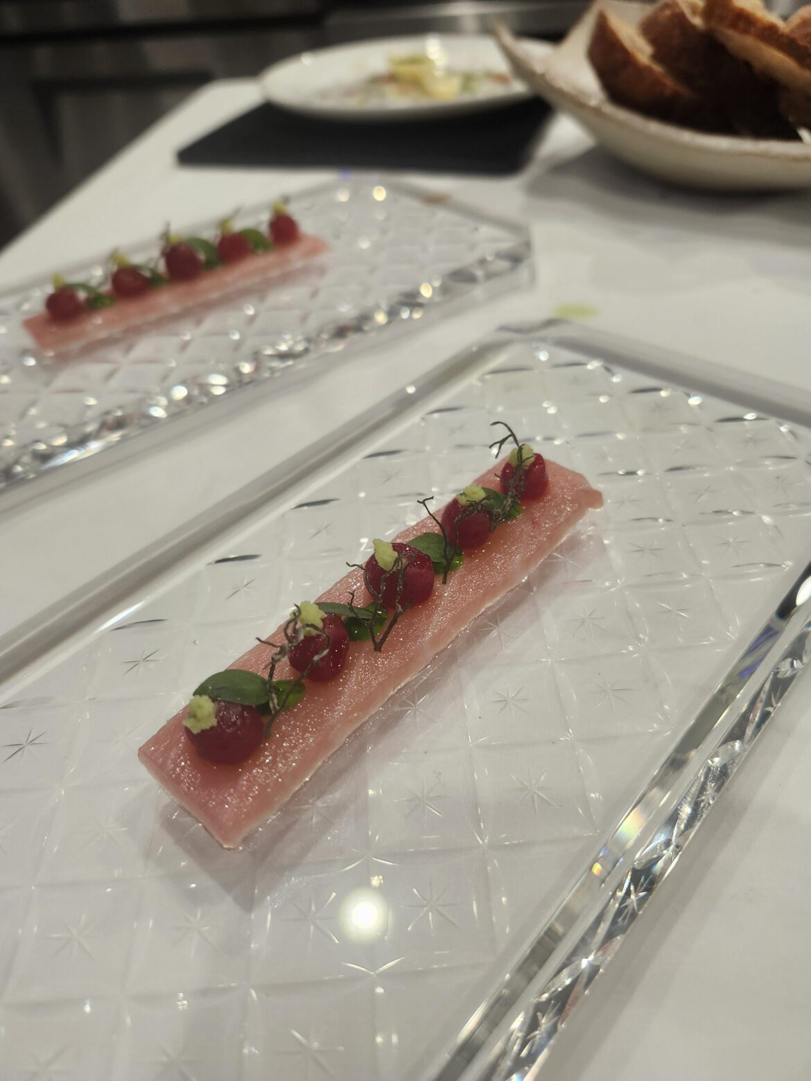 Bluefin, Spoon Tomato, fresh wasabi.