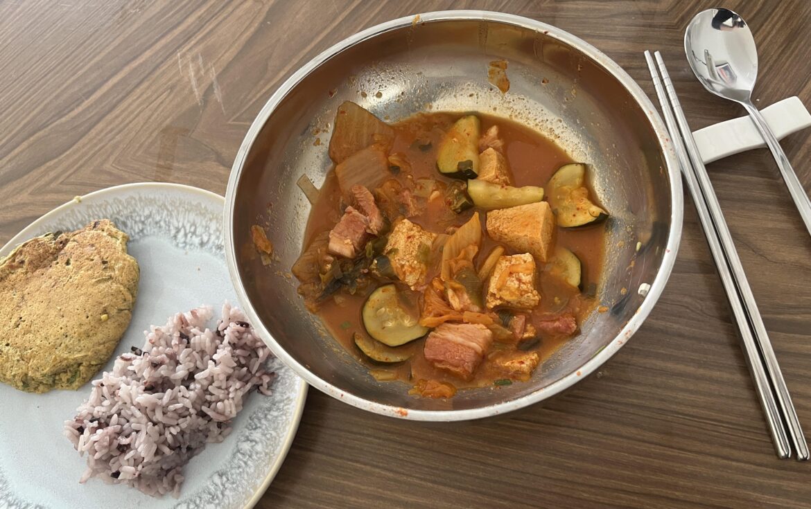 First time making purple rice and bindae-tteok!