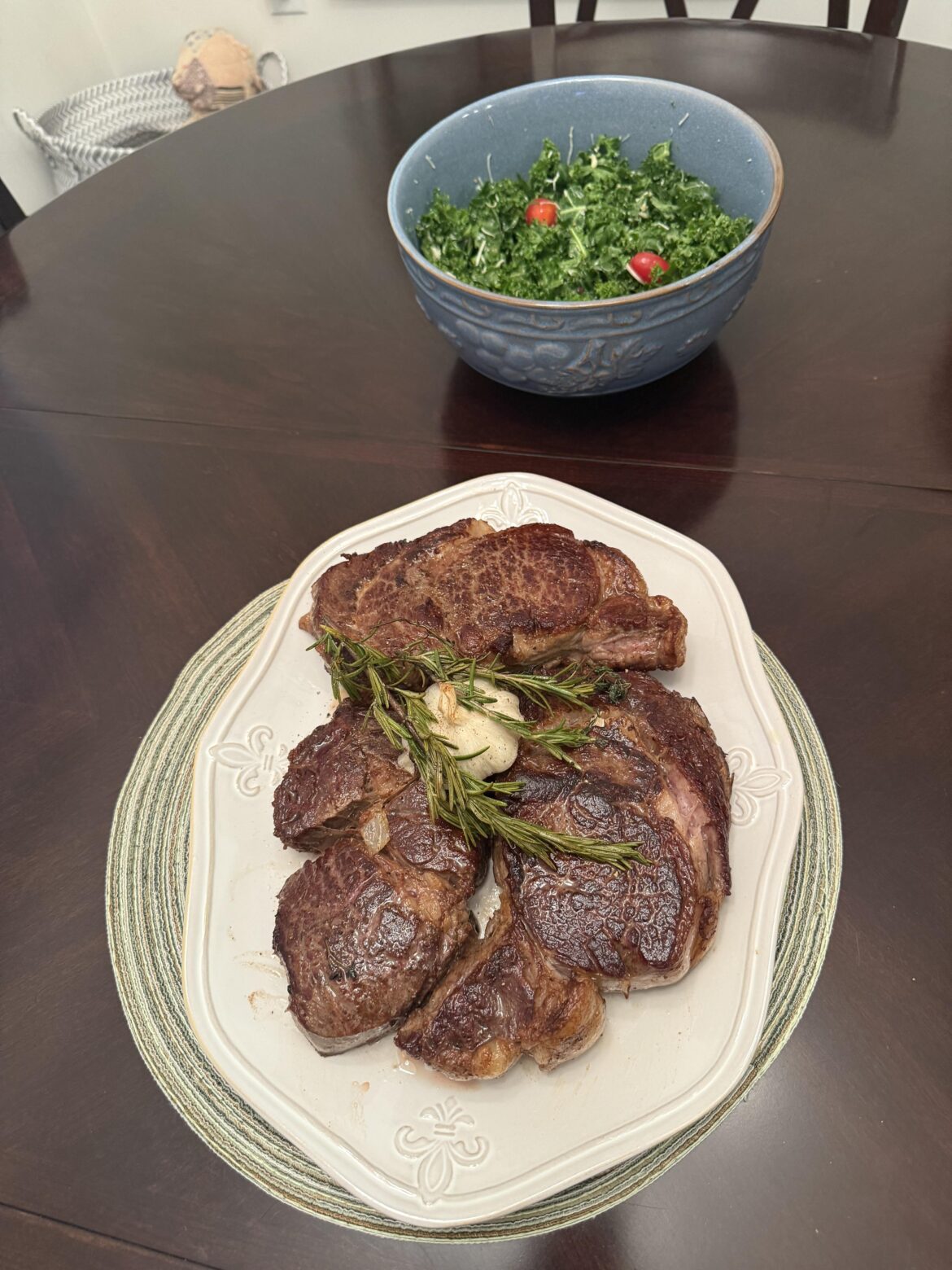Elderly neighbor who lives alone asked me to come over and cook ribeyes bigger than her