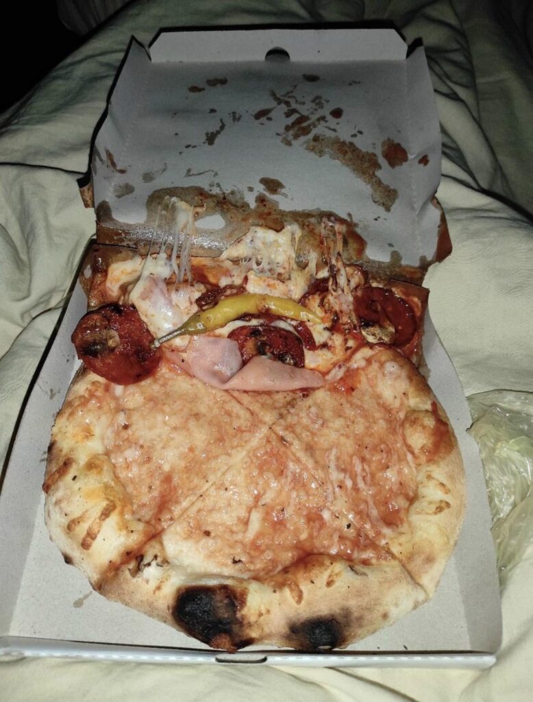 Look how my pizza arrived