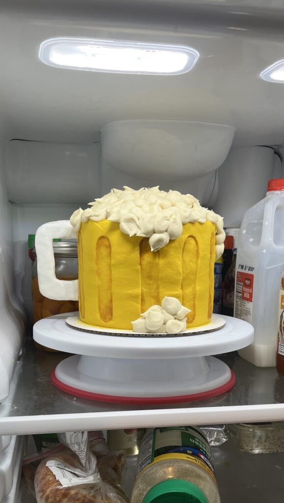 Made this beer mug birthday cake for my brother in law!