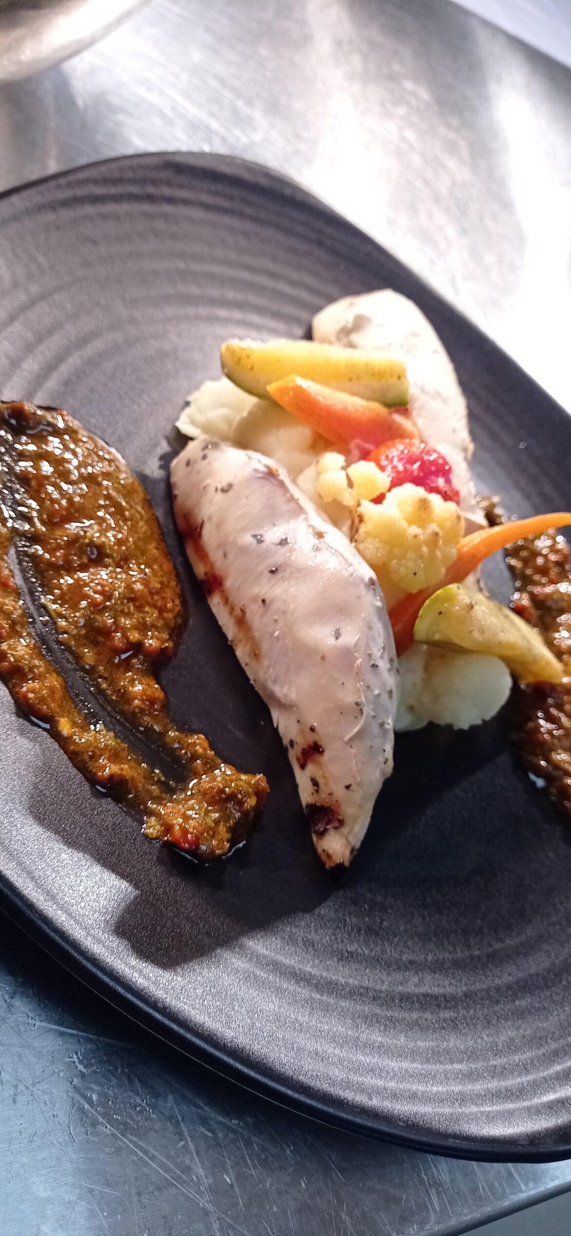 Grilled Chicken| Pomme puree, sauted veggies and red chimichurri sauce