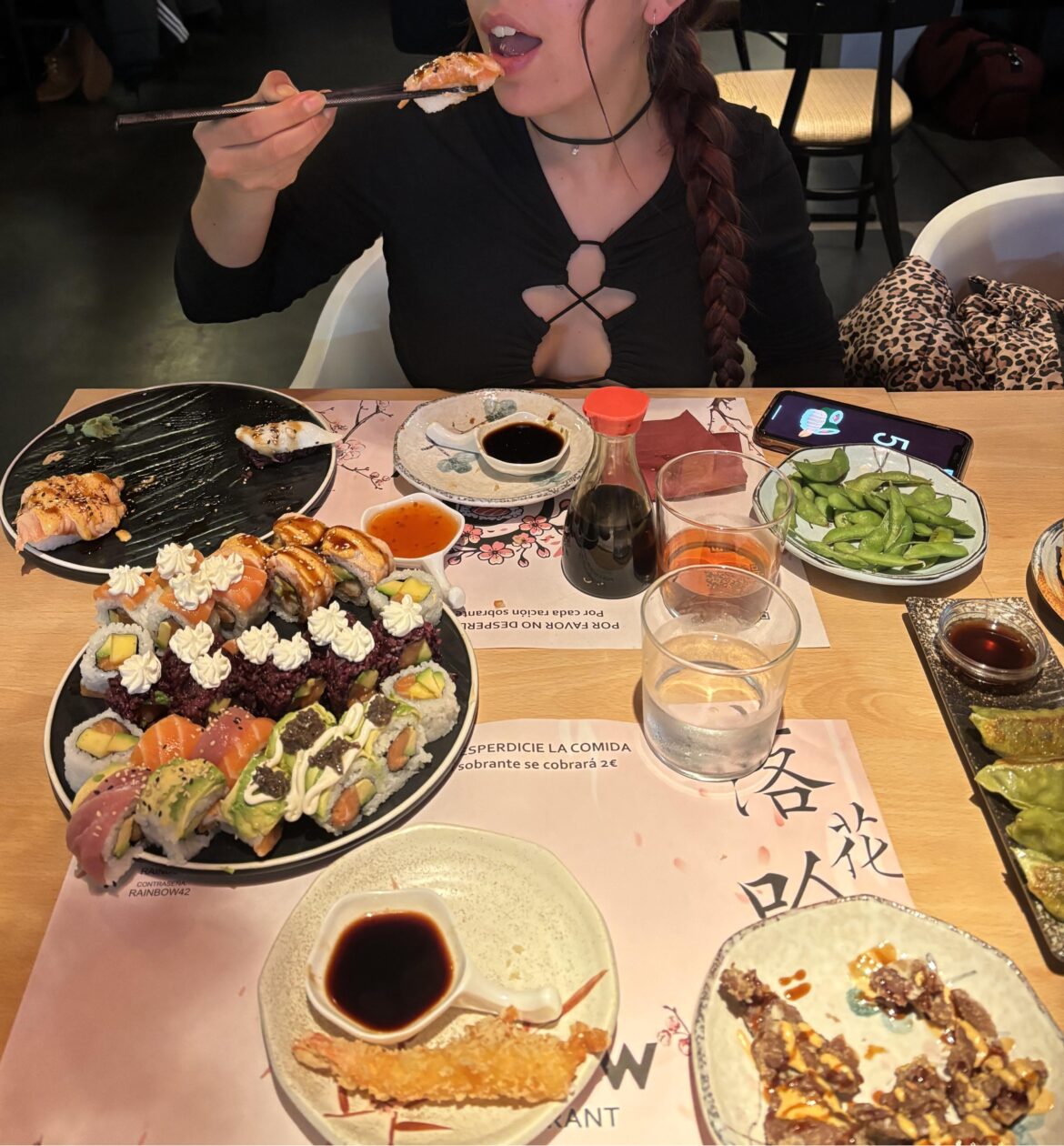 Rainbow restaurant in Barcelona. Free buffet and very delicious dishes, I recommend it