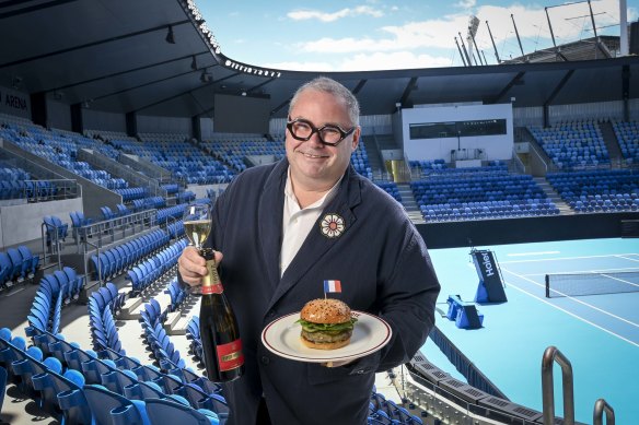 Entrecote’s Jason Jones serving up their famous cheeseburger at the AO.