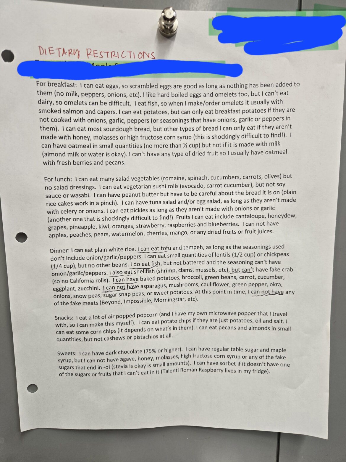 Today's allergy card