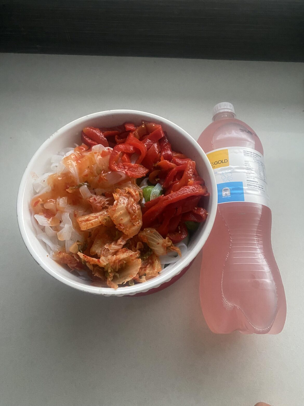 1.3kg of food/650 cals- 1.25L bottle for scale.