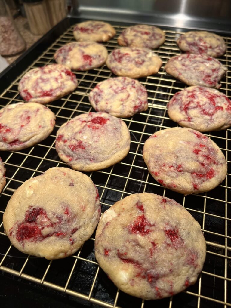 Raspberry white chocolate chunk cookies!
