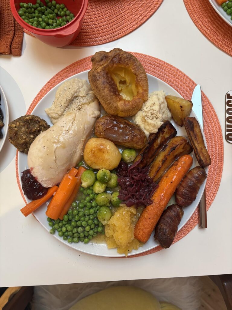 Last roast dinner for a while, mainly made using bits from the freezer. Last roast dinner for a while, mainly made using bits from the freezer.
