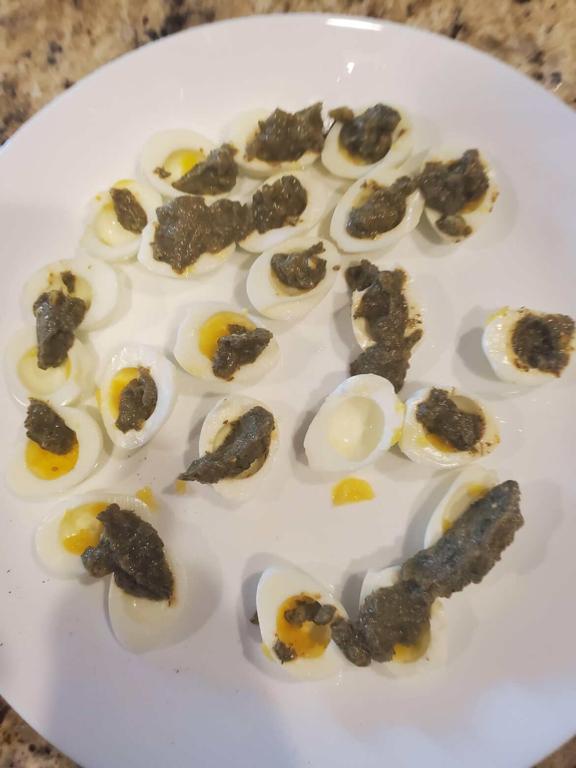 Husband made deviled quail eggs