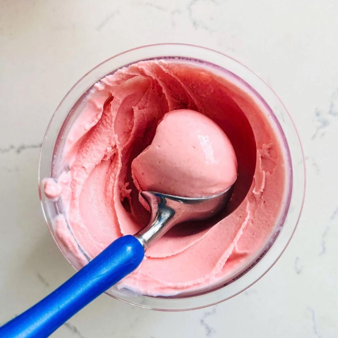 Homemade rose ice cream