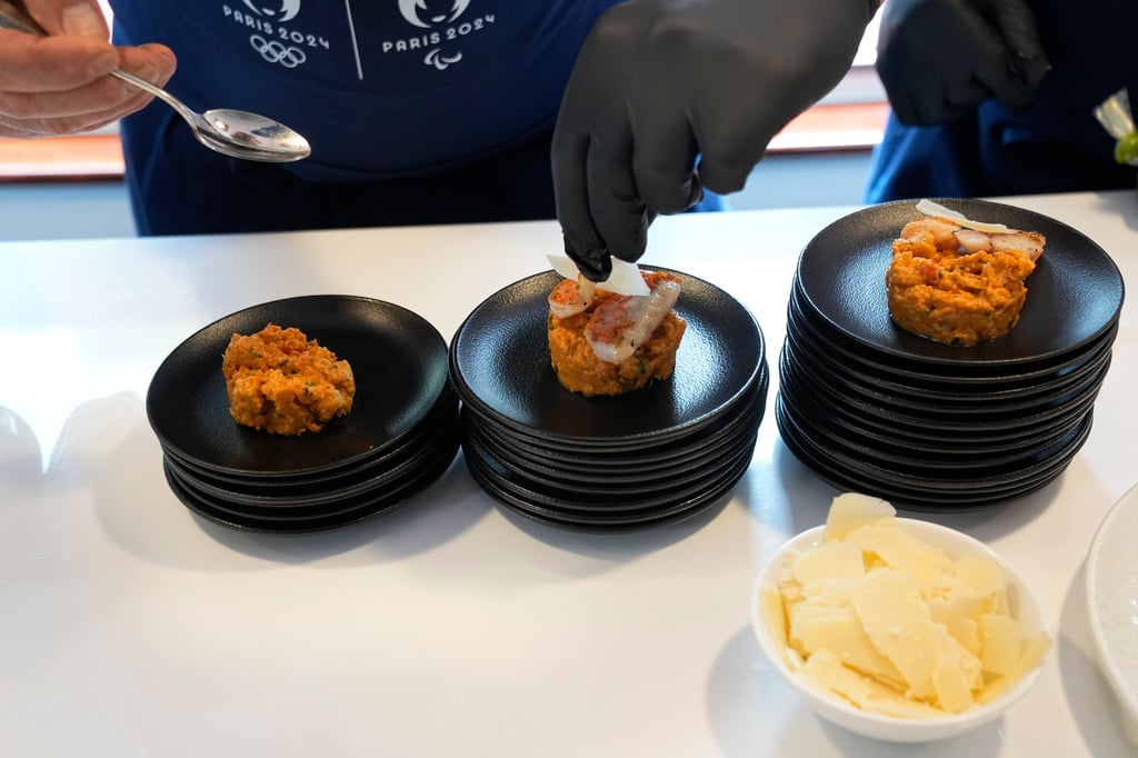 A bread salad recipe created by leading French chef Stephane Chicheri, which will be served at the Olympic Village in Paris this summer. Photo: AP A bread salad recipe created by leading French chef Stephane Chicheri, which will be served at the Olympic Village in Paris this summer. Photo: AP