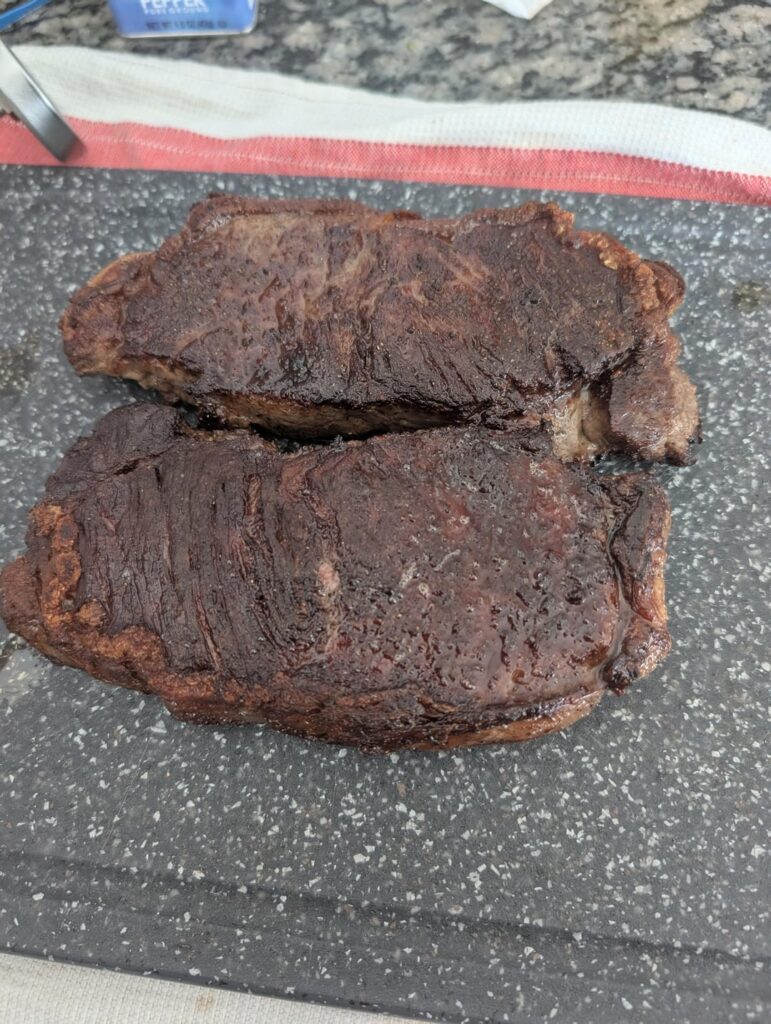 My son decided he doesn't like steak so my wife and I had steak for lunch while he's at school