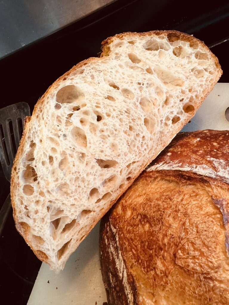 Loaf #11 Finally Open Crumb and shiny crust! Best loaf yet