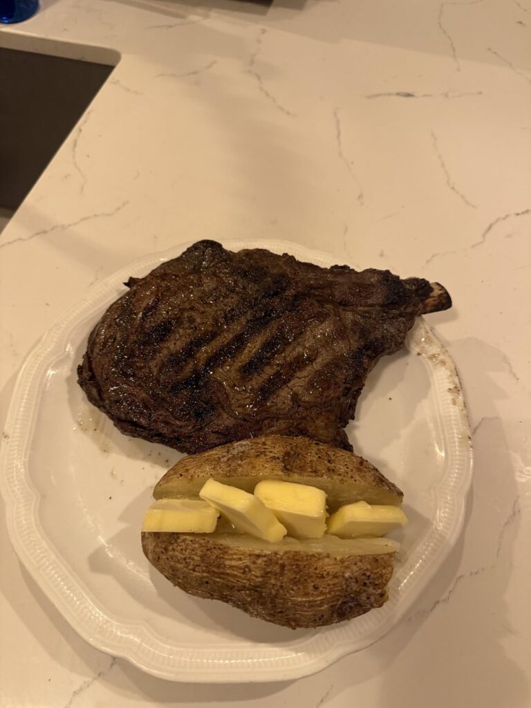 Bone In Ribeye. May have used too much butter but at least it melted well haha