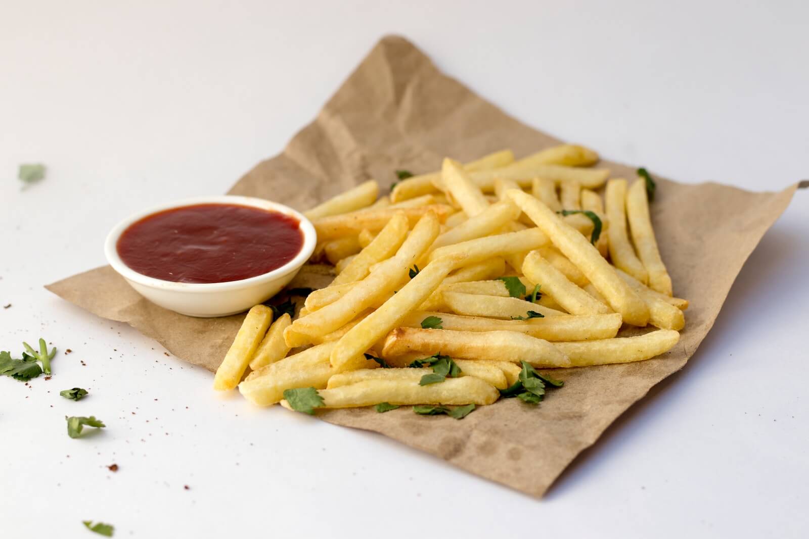 French fries and ketchup