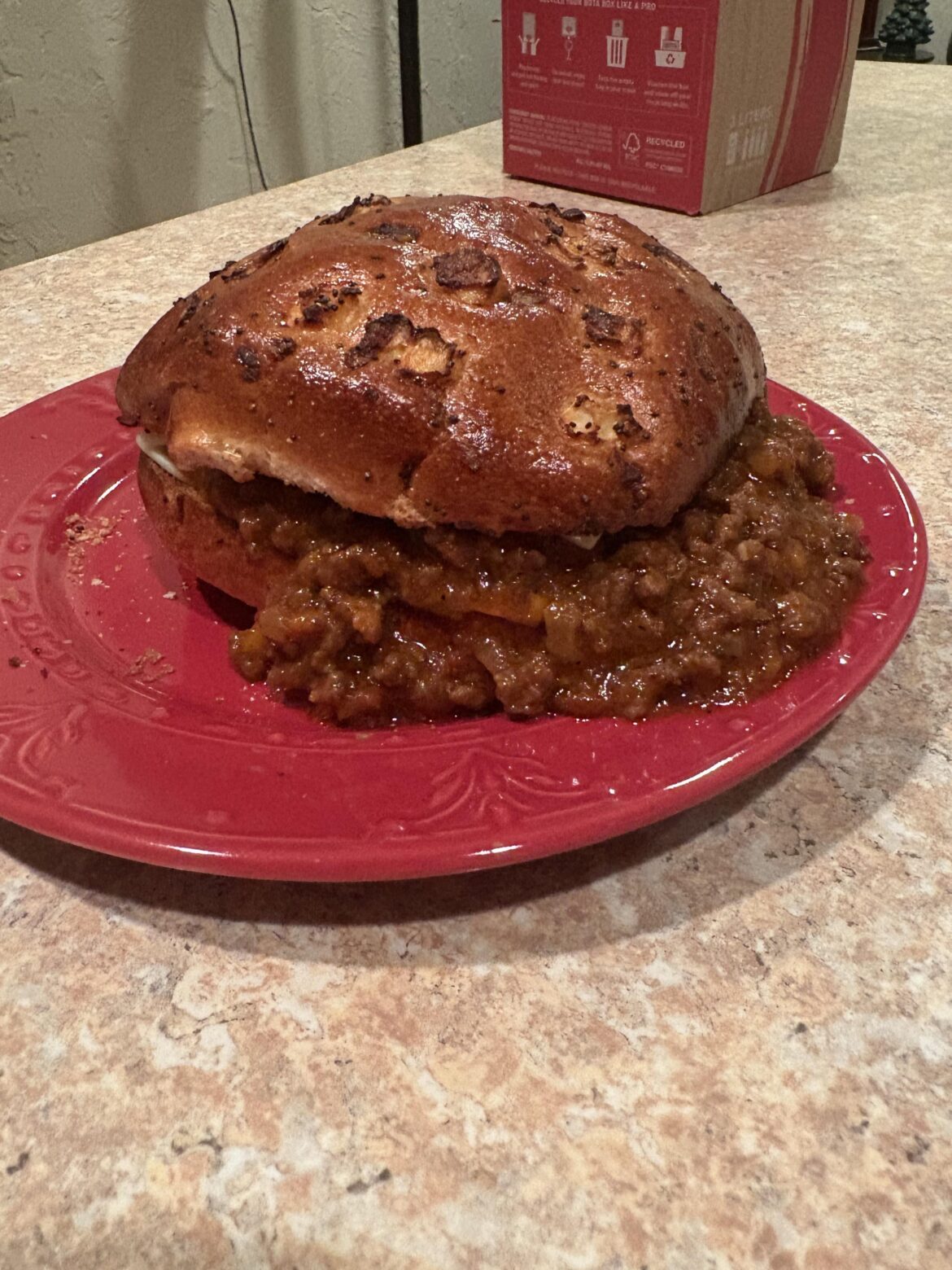 Homemade sloppy Joe on an onion roll