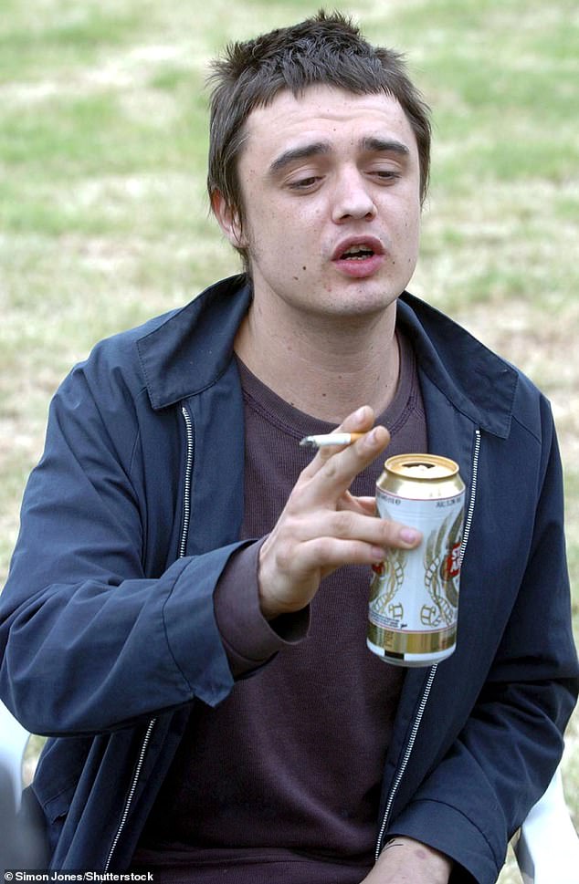 Doherty is seen here at the We Love Homelands festival in Hampshire in May 2005, the year after his band the Libertines split up for the first time though they have since reunited