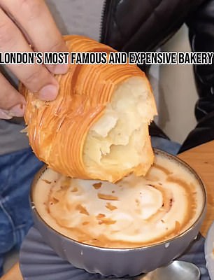 Food influencer Humzah Ghauri dipped an £8 croissant into a coffee at French patisserie Cedric Grolet