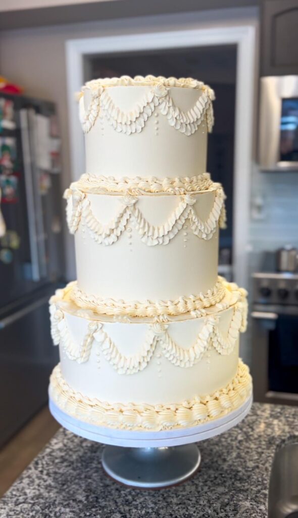 First 3 tier cake for a wedding tomorrow, would love some feedback!