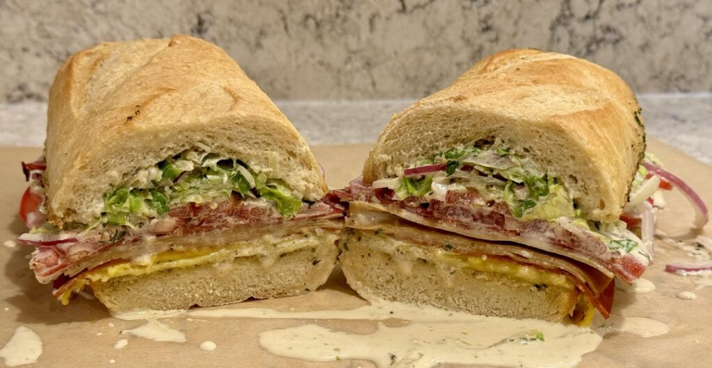 Grinder salad sandwich - pic 2 for banana for scale