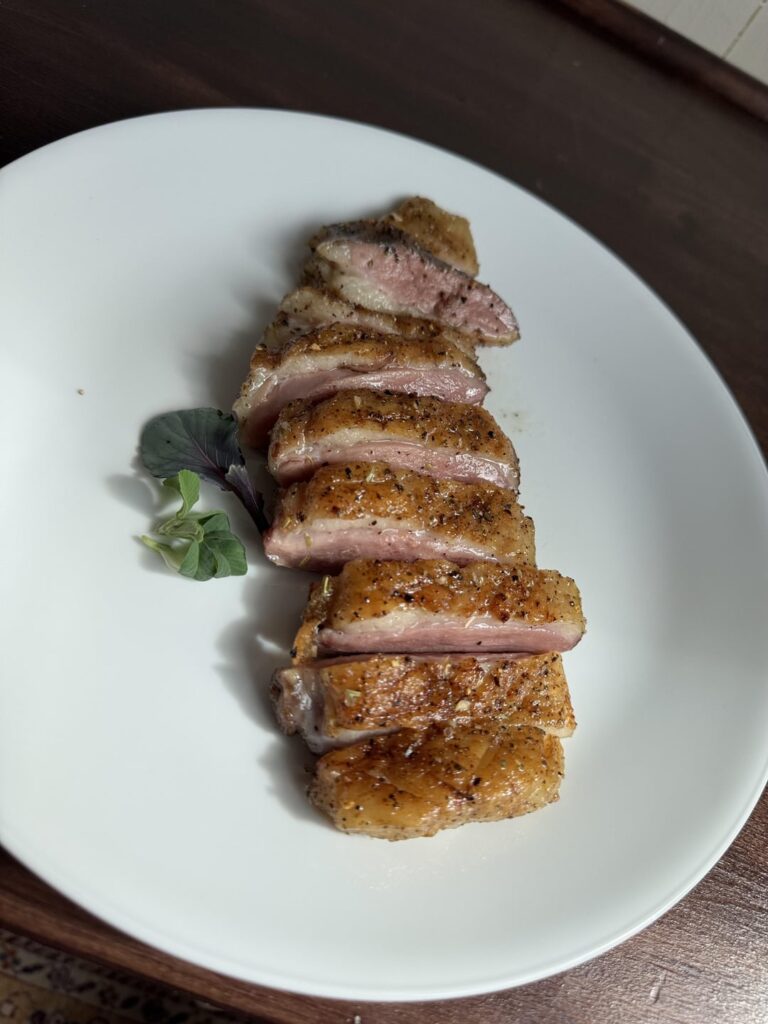 Duck breast - dry brine 48 hours, sous vide 130°/2hr