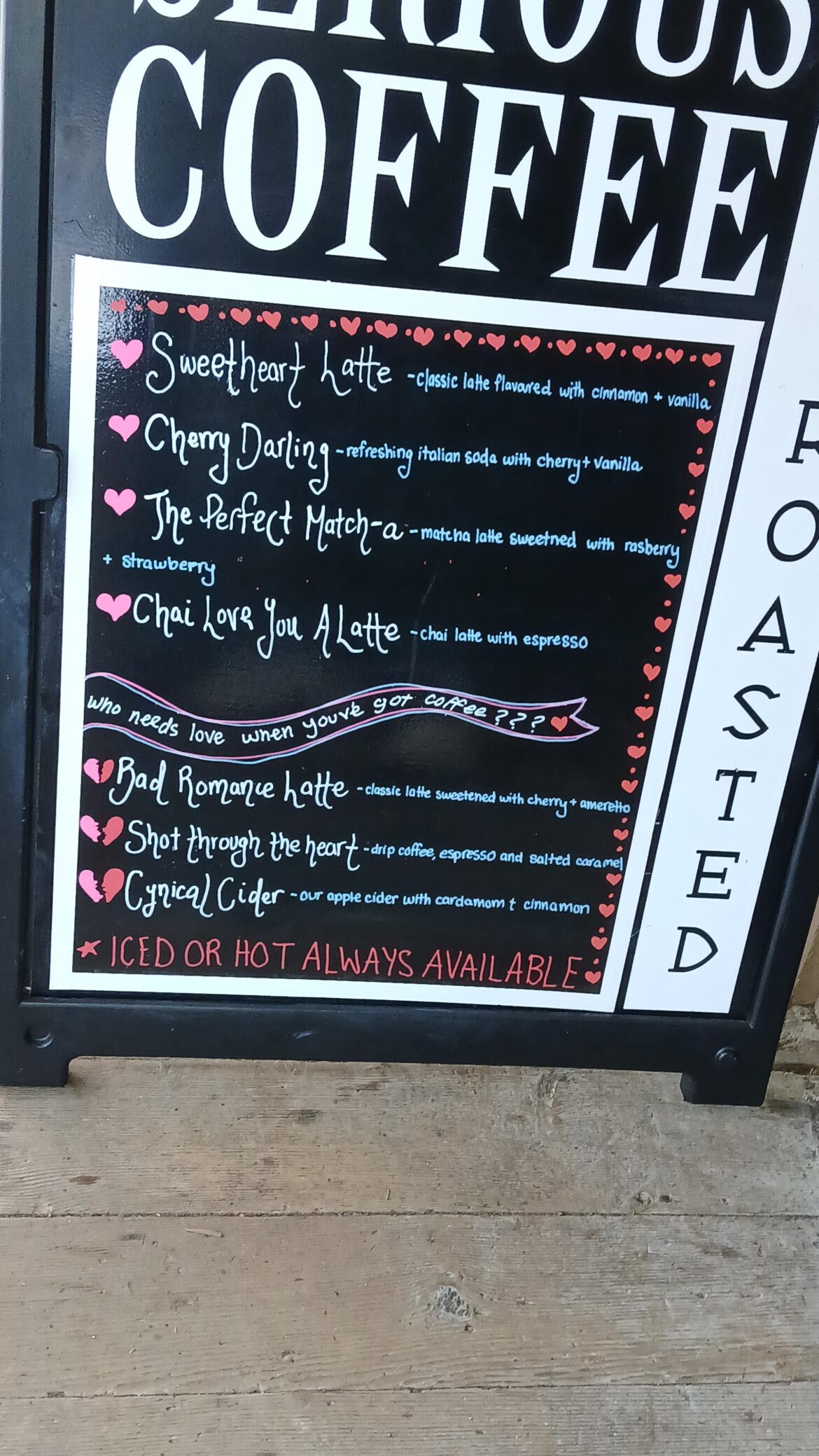 Our valentines drink board!