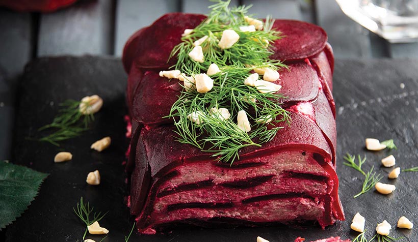 Vegan Beetroot and Thyme Cream Cheese Terrine