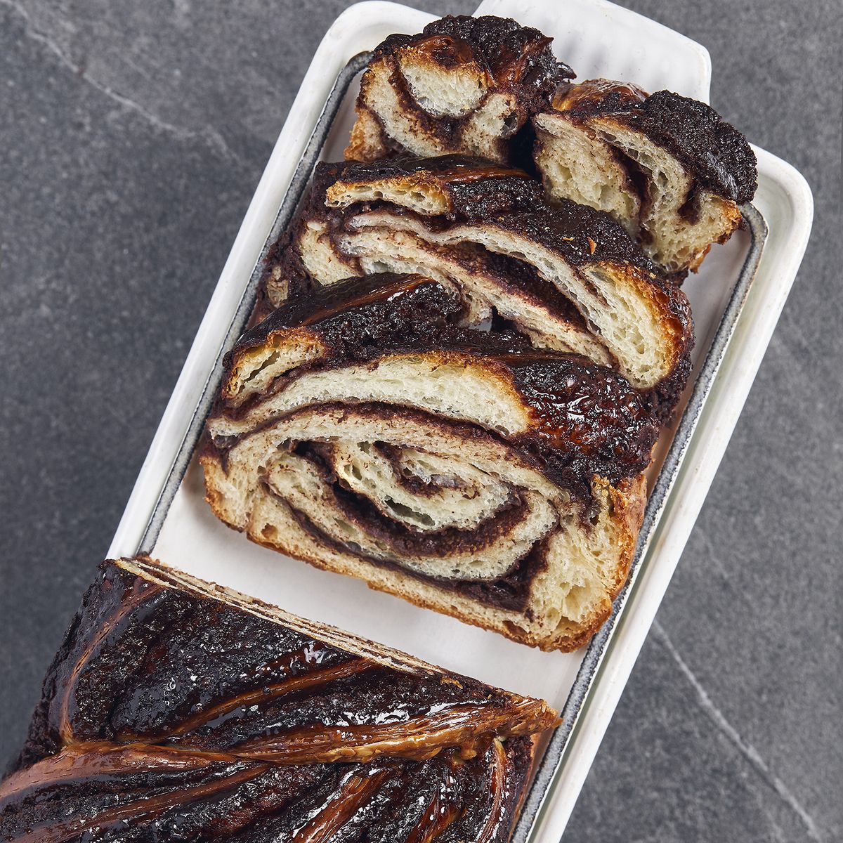 Slices of swirled bread/cake.