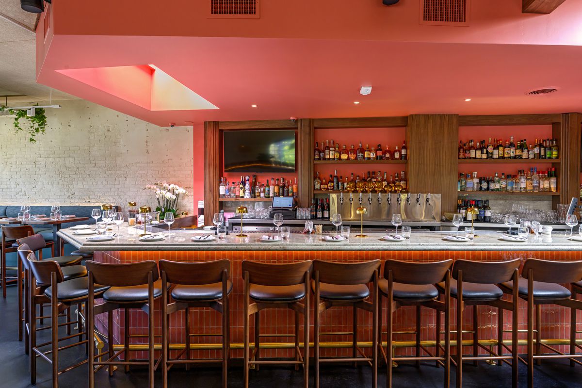 An angular bar at Attagirl restaurant in Hermosa Beach.