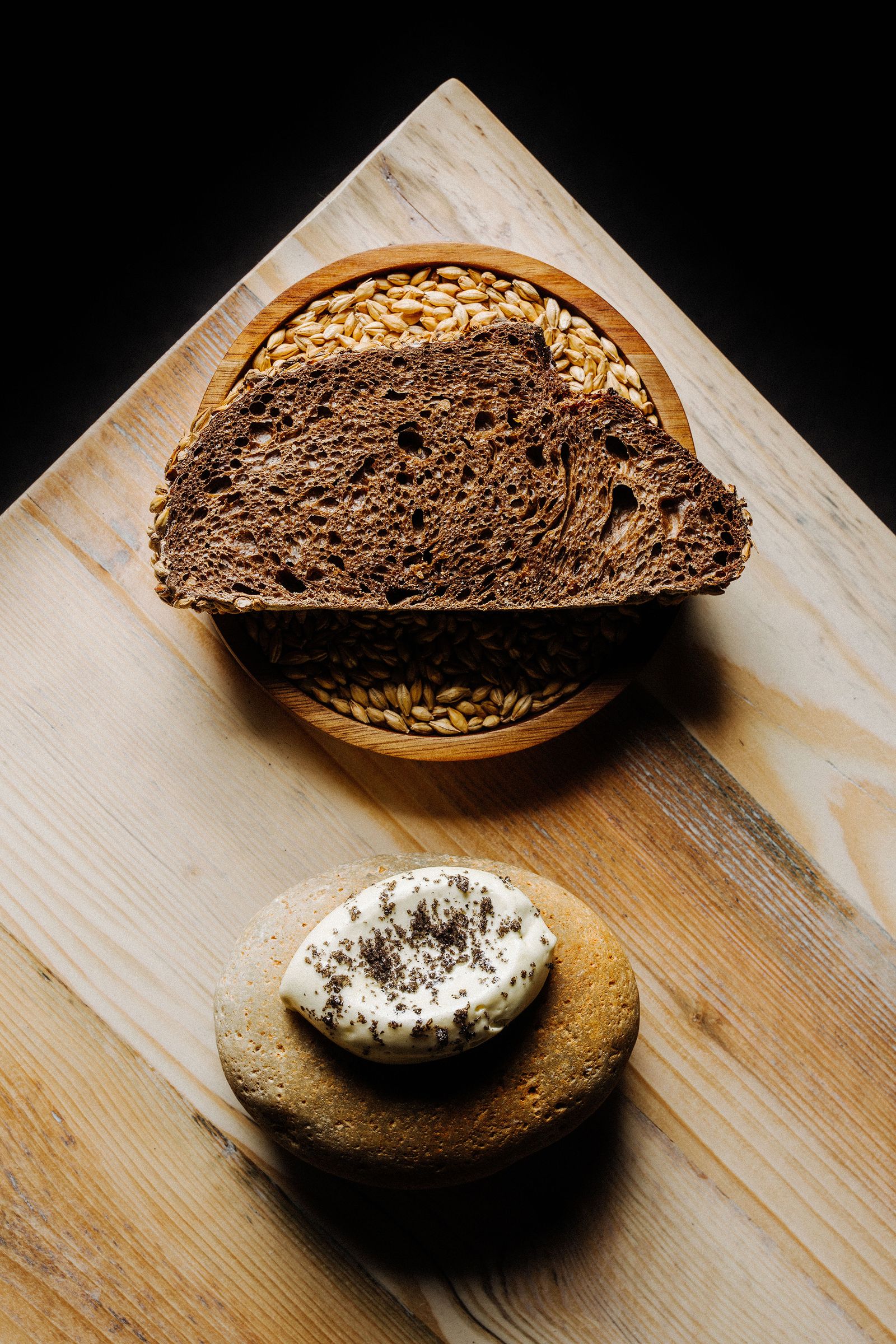 Image may contain Food Food Presentation Bread Dining Table Furniture Table Grain Produce and Plate