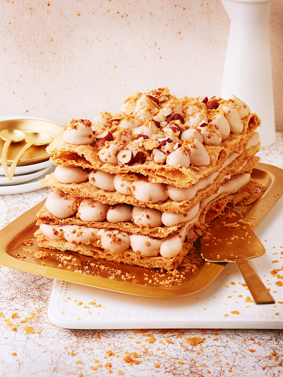 French cream, Celebrate the Holidays with French Cream: A Decadent Gâteau Napoléon au Praliné Recipe