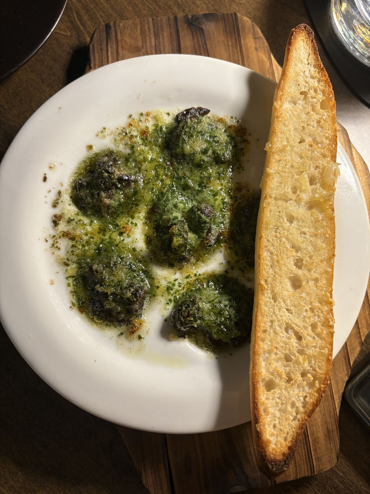 A plate of escargot.