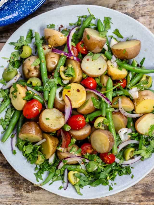 italian potato salad web story poster image.