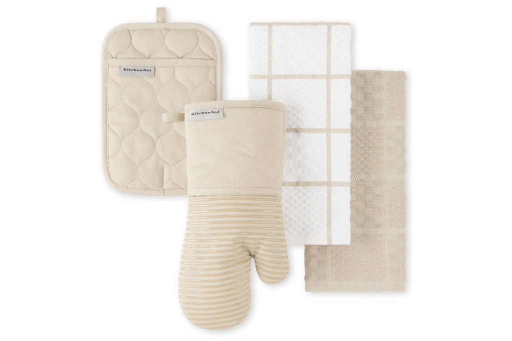 KitchenAid Quilted Cotton Terry Cloth Oven Mitt, Pot Holder & Kitchen Towel 4-Pack Set