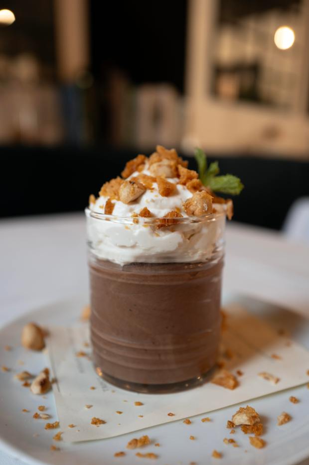 Chocolate Mousse with hazelnut honeycomb praline at Deux Bistro in...