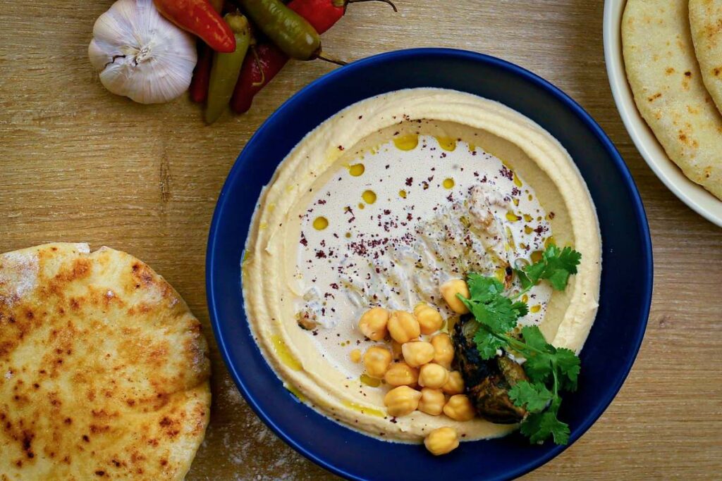 A plate of hummus